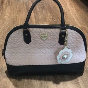 Betsey Johnson Pink and Black Bow Bag